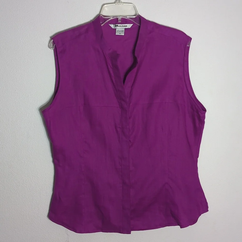 Nygard Womens Capri Top Set 100% Linen Fushia Pink Summer Beachy Plus‎ Size 14